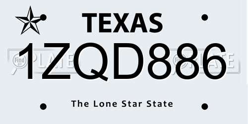1ZQD886 Texas License Plate