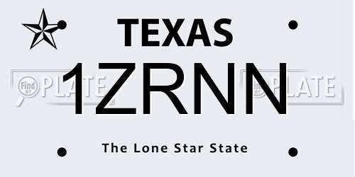 1ZRNN Texas License Plate