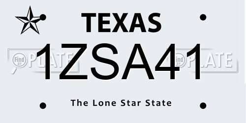 1ZSA41 Texas License Plate