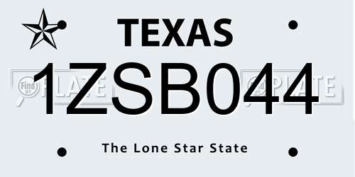 1ZSB044 Texas License Plate