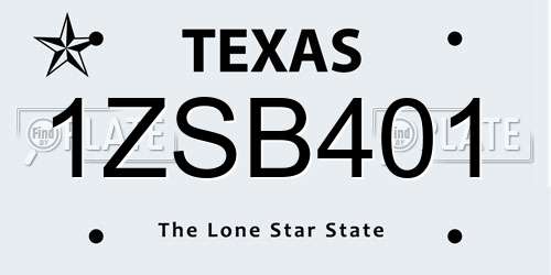 1ZSB401 Texas License Plate