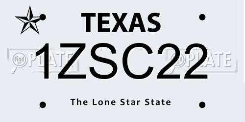 1ZSC22 Texas License Plate