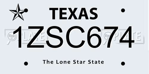 1ZSC674 Texas License Plate