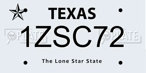 1ZSC72 Texas License Plate