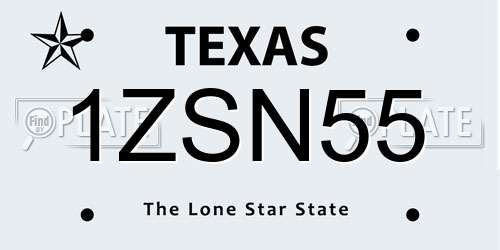 1ZSN55 Texas License Plate