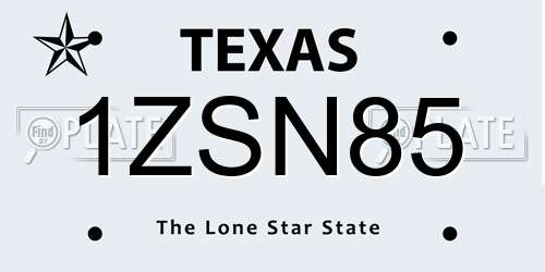 1ZSN85 Texas License Plate