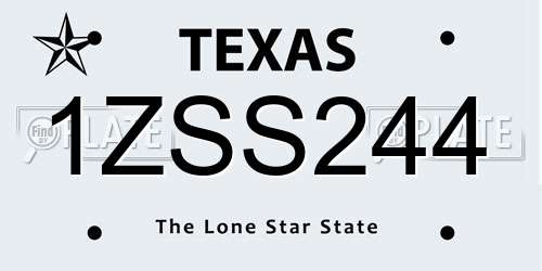1ZSS244 Texas License Plate