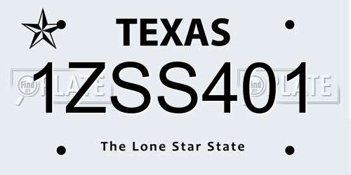 1ZSS401 Texas License Plate