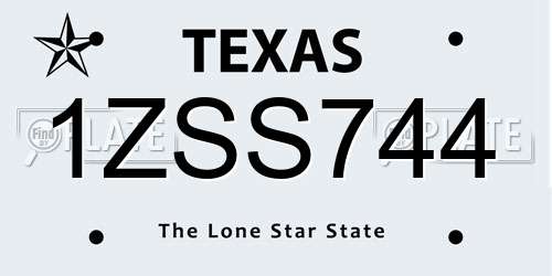 1ZSS744 Texas License Plate