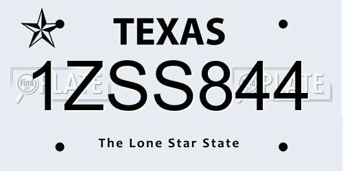 1ZSS844 Texas License Plate