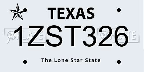 1ZST326 Texas License Plate
