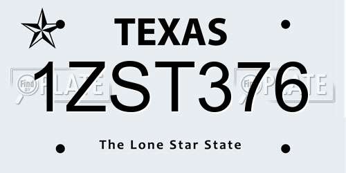 1ZST376 Texas License Plate