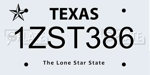 1ZST386 Texas License Plate