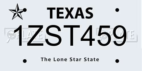 1ZST459 Texas License Plate