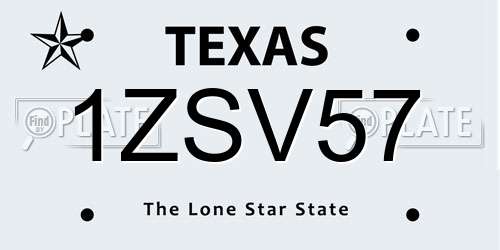 1ZSV57 Texas License Plate