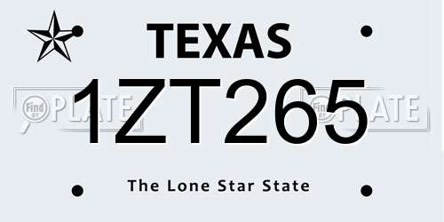 1ZT265 Texas License Plate