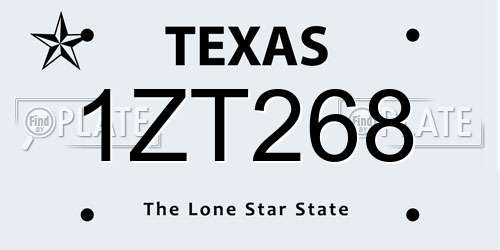 1ZT268 Texas License Plate