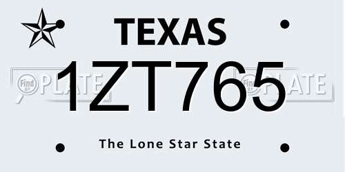 1ZT765 Texas License Plate