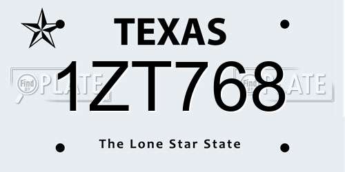 1ZT768 Texas License Plate