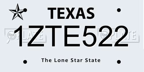 1ZTE522 Texas License Plate