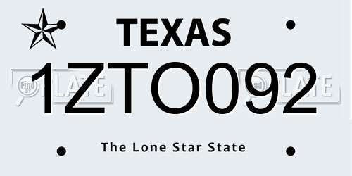 1ZTO092 Texas License Plate