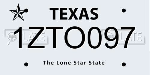 1ZTO097 Texas License Plate