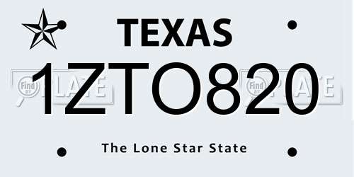 1ZTO820 Texas License Plate