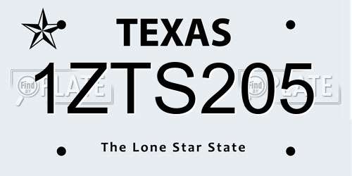 1ZTS205 Texas License Plate