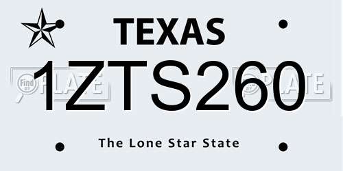 1ZTS260 Texas License Plate