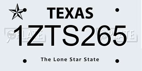 1ZTS265 Texas License Plate