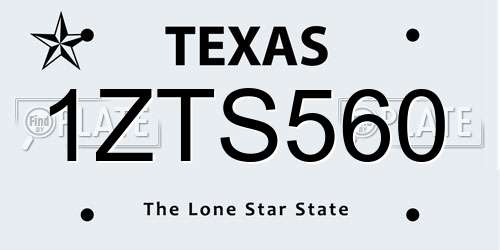 1ZTS560 Texas License Plate