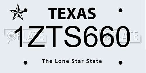1ZTS660 Texas License Plate