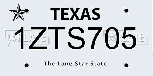 1ZTS705 Texas License Plate