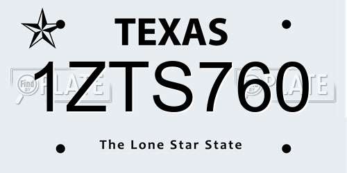 1ZTS760 Texas License Plate