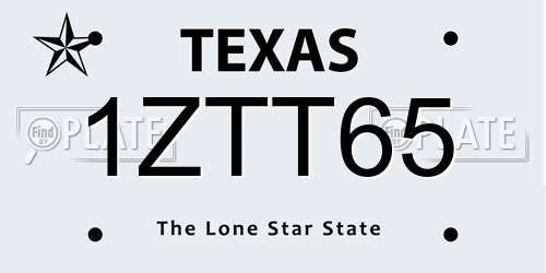1ZTT65 Texas License Plate