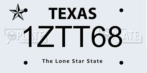 1ZTT68 Texas License Plate