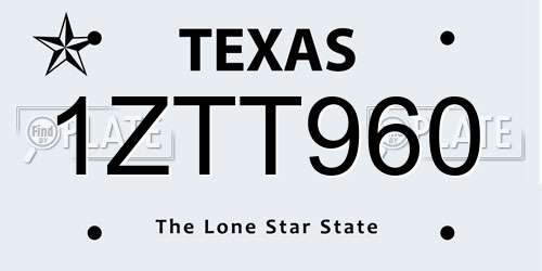 1ZTT960 Texas License Plate