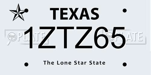 1ZTZ65 Texas License Plate