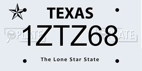 1ZTZ68 Texas License Plate
