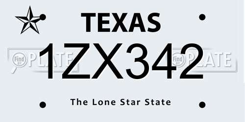 1ZX342 Texas License Plate