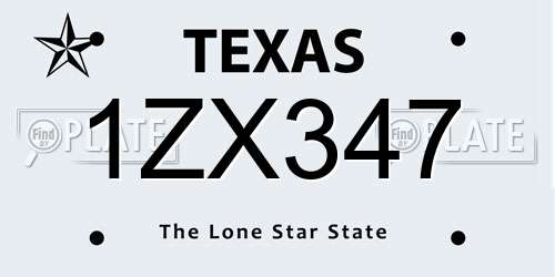 1ZX347 Texas License Plate