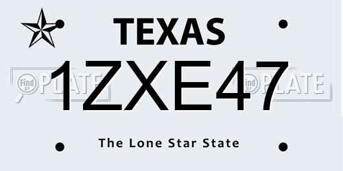 1ZXE47 Texas License Plate