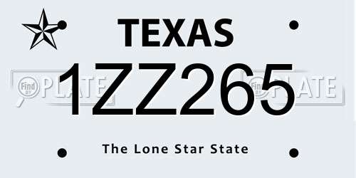 1ZZ265 Texas License Plate