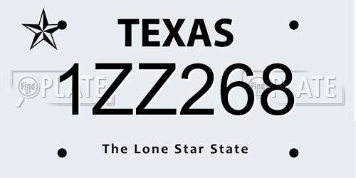 1ZZ268 Texas License Plate