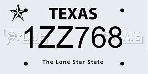 1ZZ768 Texas License Plate