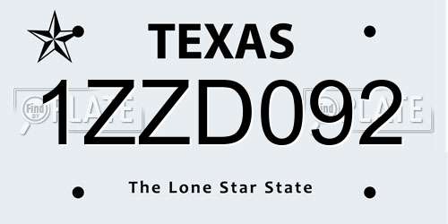 1ZZD092 Texas License Plate