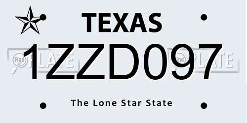 1ZZD097 Texas License Plate