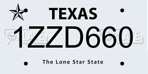 1ZZD660 Texas License Plate