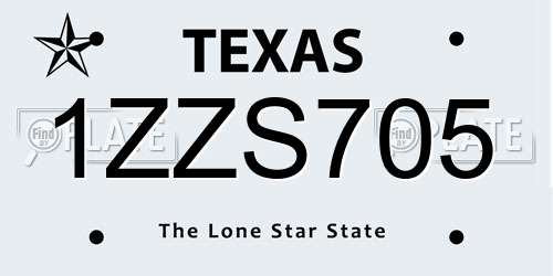 1ZZS705 Texas License Plate