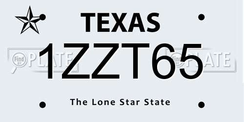 1ZZT65 Texas License Plate